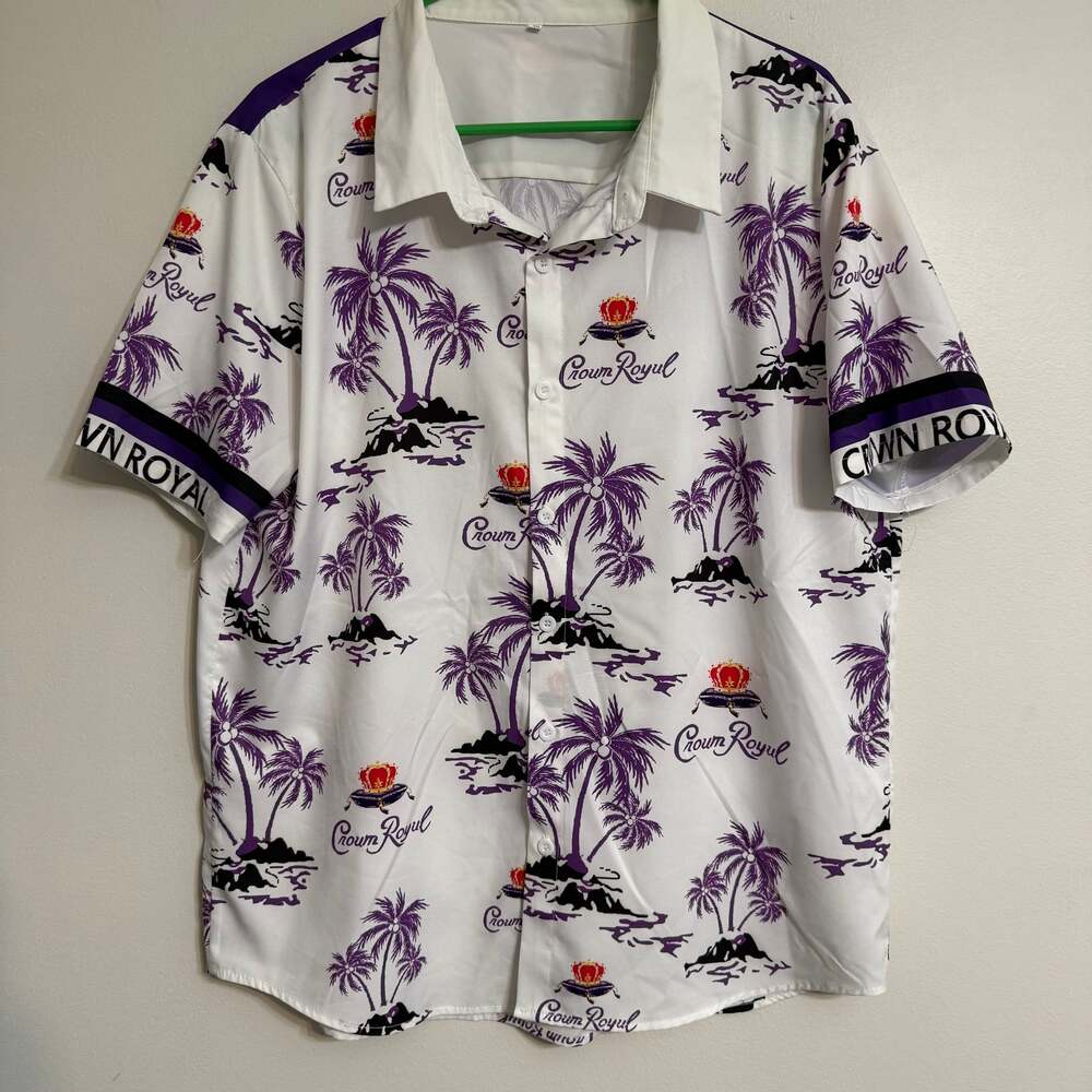 Crown Royal Hawaiian White Floral Cruise‎ Beech Part Shirt